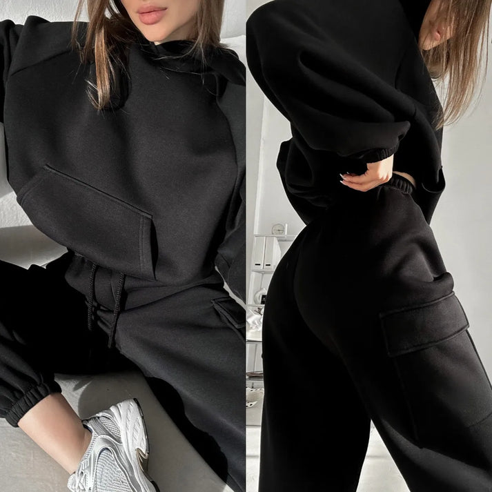 Ensemble Décontracté Sweat Confortable et Pantalon Cargo Femme