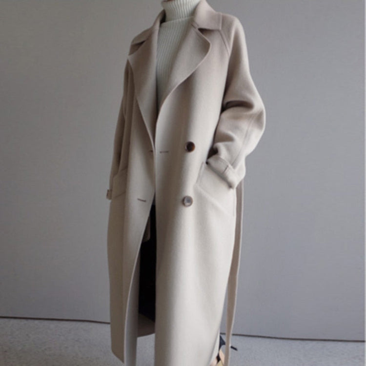 Manteau long chic avec col à revers pour femmes élégantes