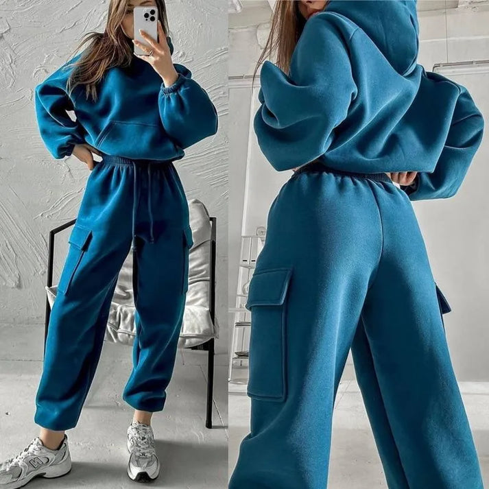 Ensemble Décontracté Sweat Confortable et Pantalon Cargo Femme