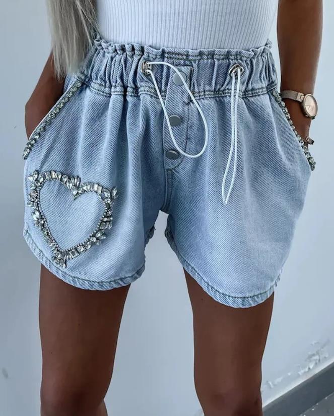 Short avec Cœur en Strass