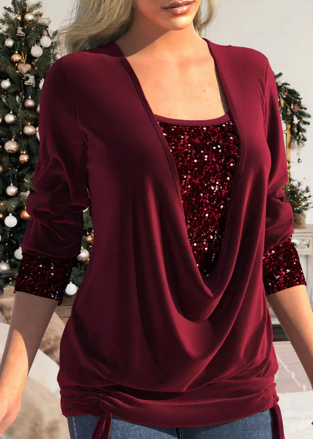 Blouse élégante à paillettes pour femme - Style raffiné et moderne