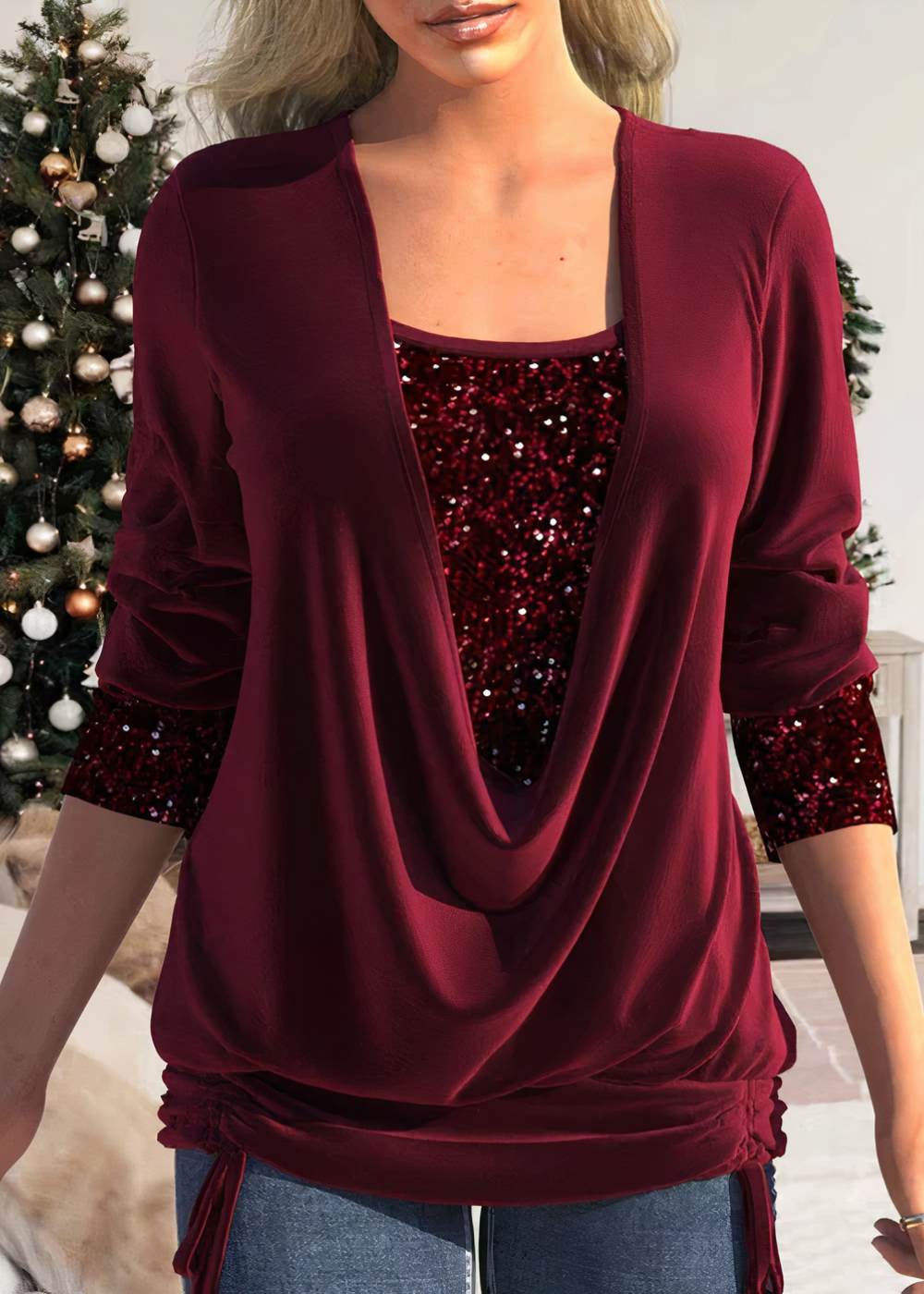 Blouse élégante à paillettes pour femme - Style raffiné et moderne