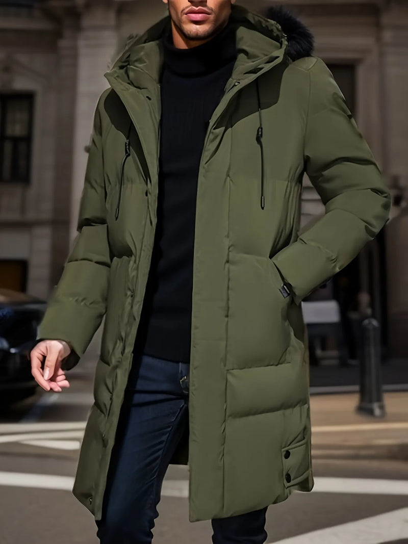 Manteau d’hiver long pour homme, chaud et élégant