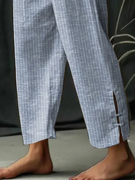 Pantalon fendu classique rayé avec poche et laçage