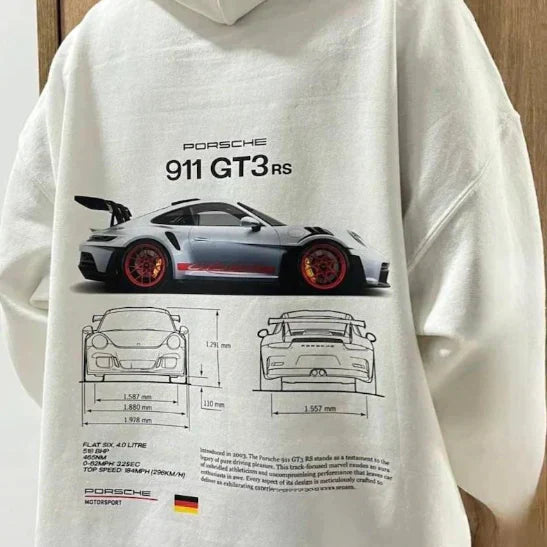 Pull à capuche tendance pour hommes avec motif de voiture, parfait pour un regarder urbain