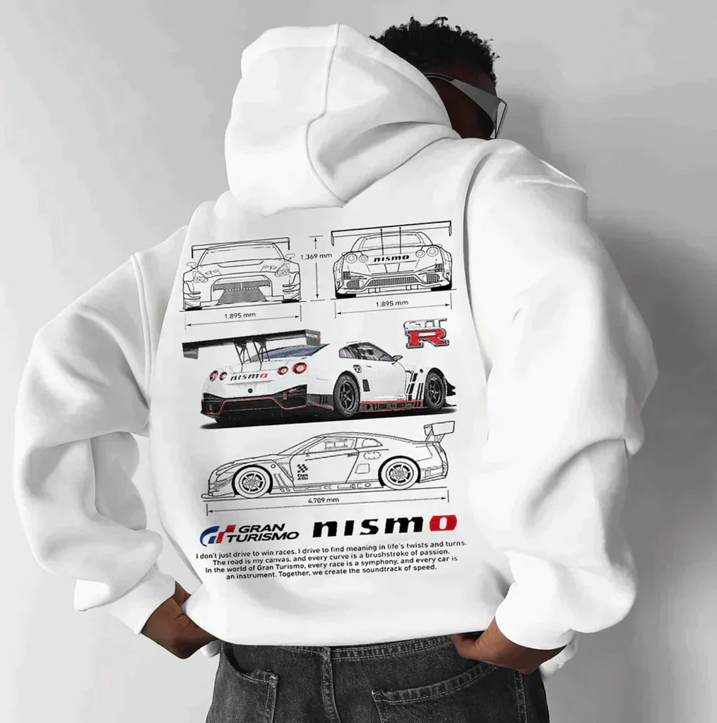 Pull à capuche tendance pour hommes avec motif de voiture, parfait pour un regarder urbain