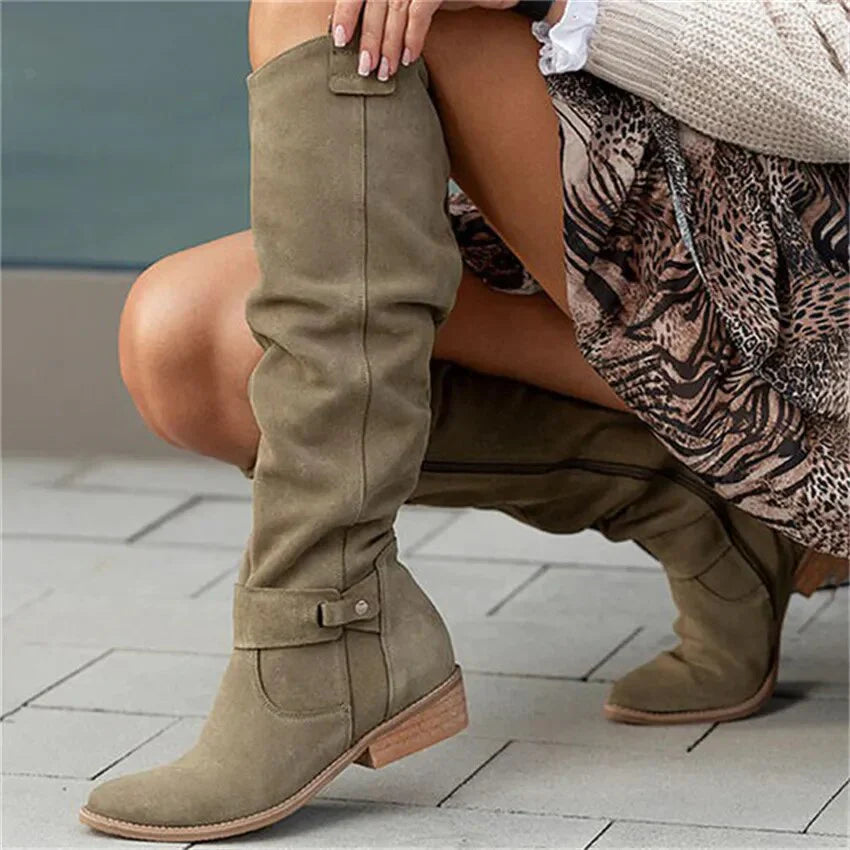 Bottes d'Hiver Longues avec Fermeture Éclair pour Femmes