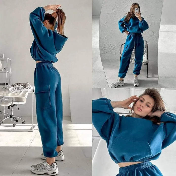 Ensemble Décontracté Sweat Confortable et Pantalon Cargo Femme