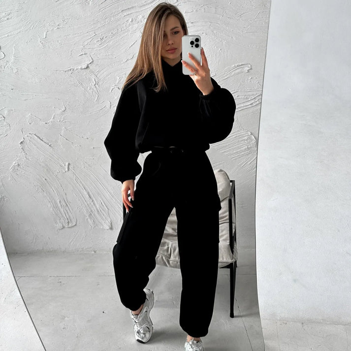 Ensemble Décontracté Sweat Confortable et Pantalon Cargo Femme