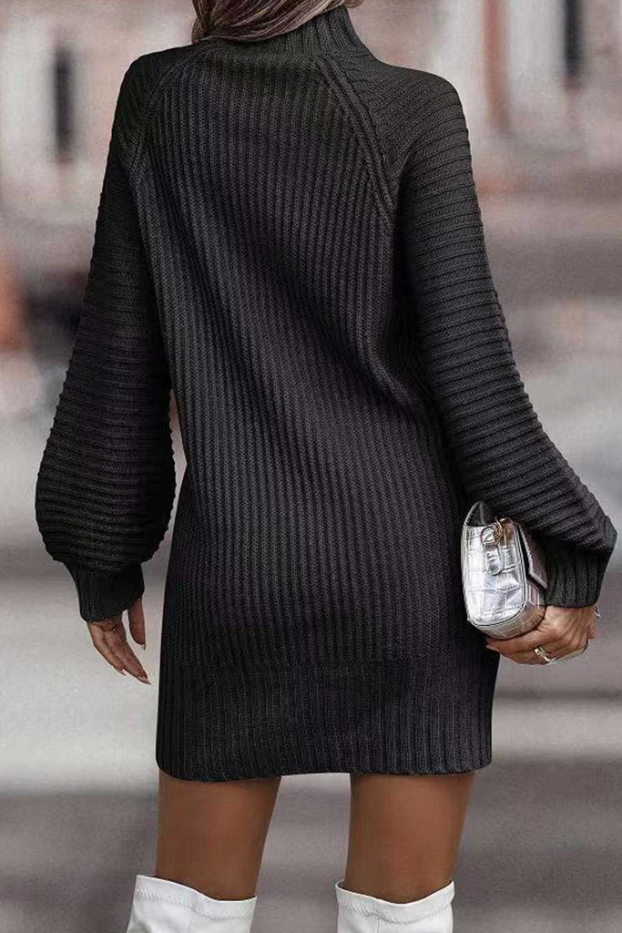 Robe pull à col roulé unie pour femme élégante