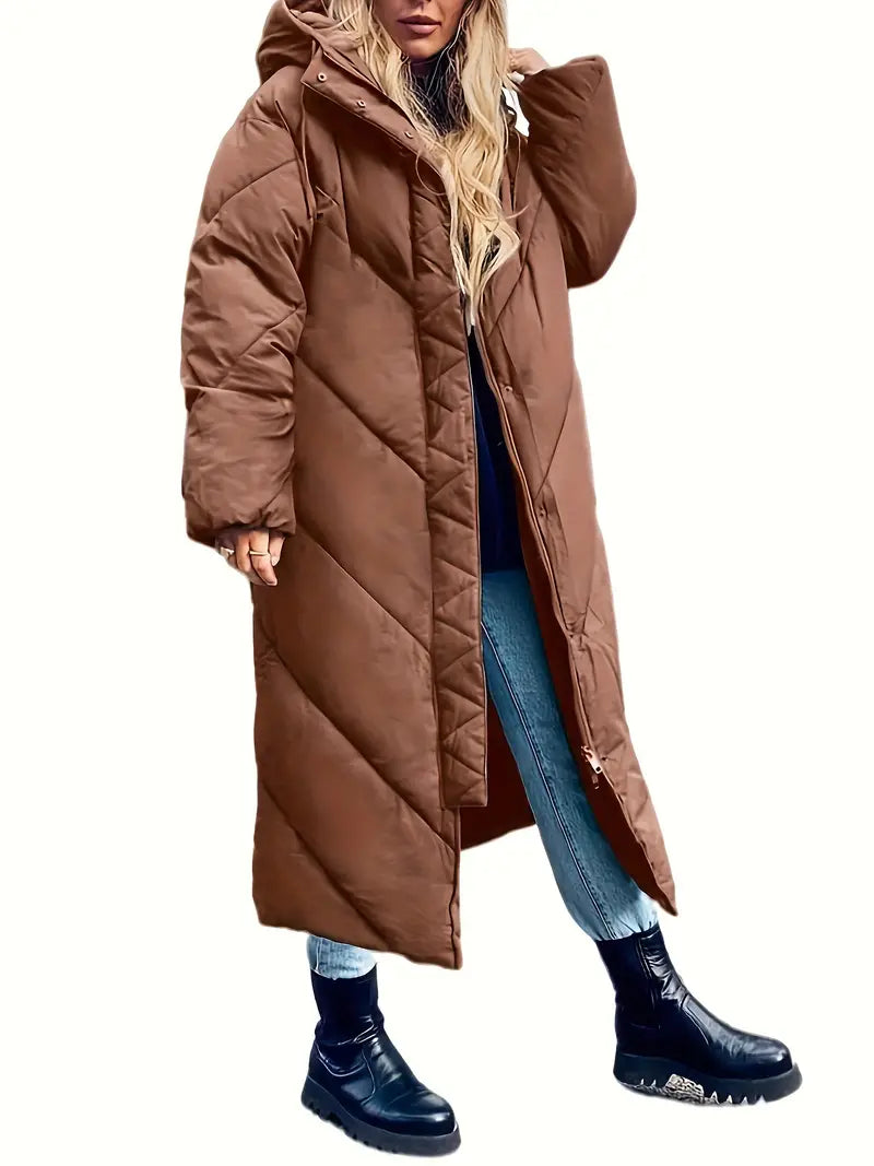 Manteau Longues d’Hiver pour Femme avec Col Haut Élégant