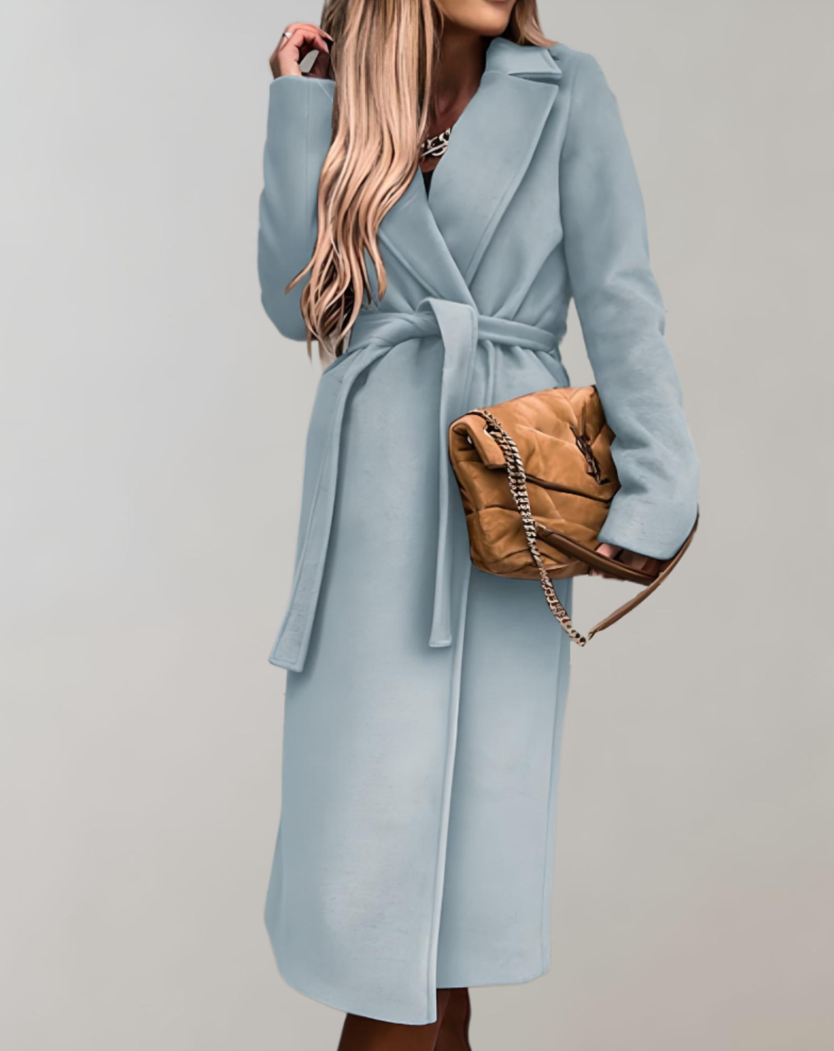 Manteau longue d'automne pour femme avec ceinture élégante parfait pour la mi-saison