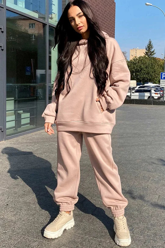 Ensemble Sweat à Capuche et Pantalon à Taille Élastique avec Poches