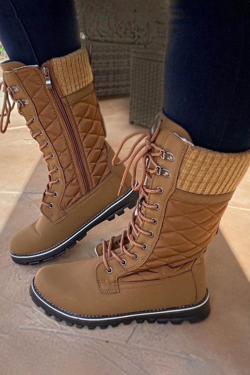 Bottes Hautes à Lacets avec Fermeture Éclair – Style Confortable et Moderne