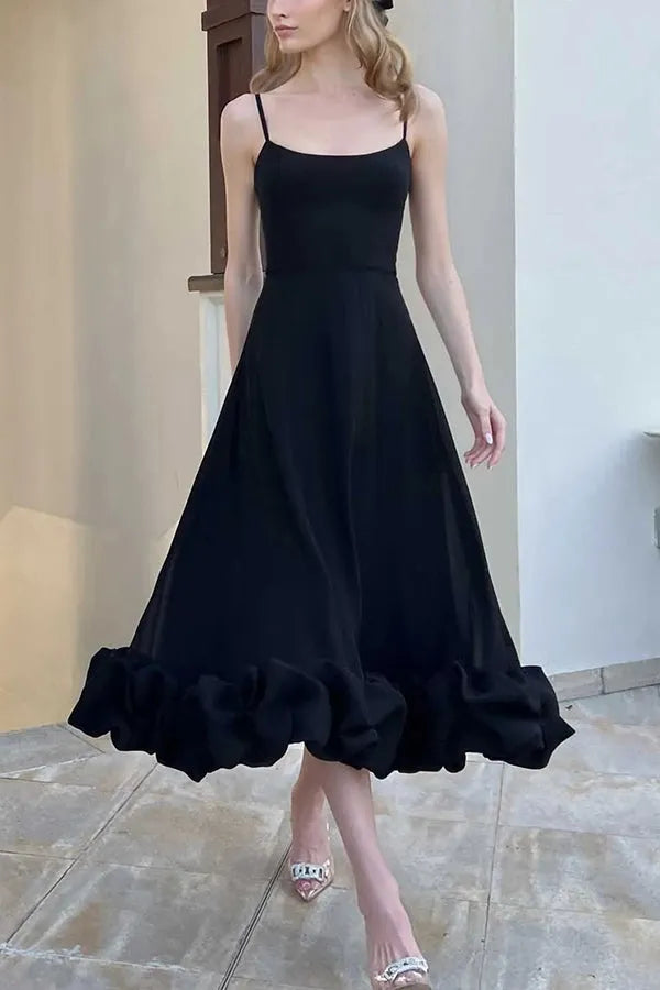 Midnight Girl Flounce Bustier Banquet Party Midi šaty