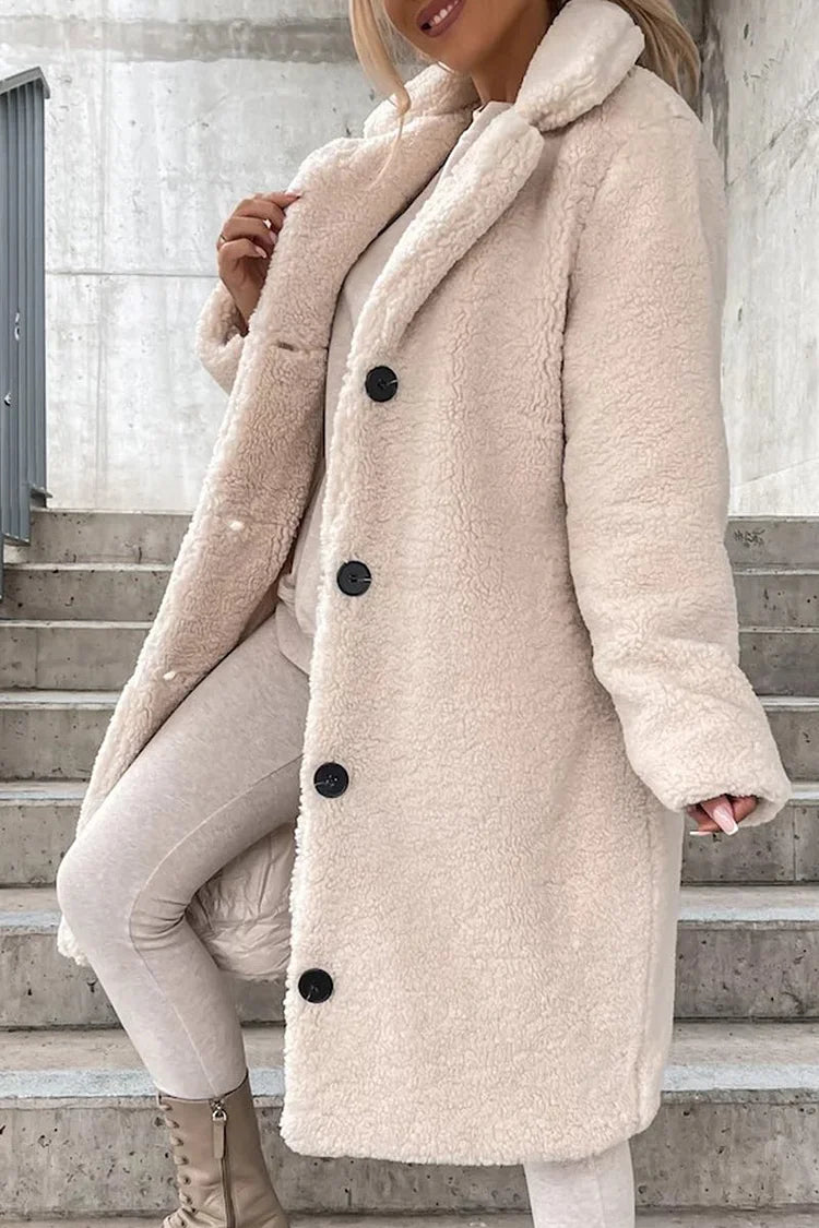 Manteau chaud pour femme avec grand col et revers, manches longues, parfait pour les journées froides