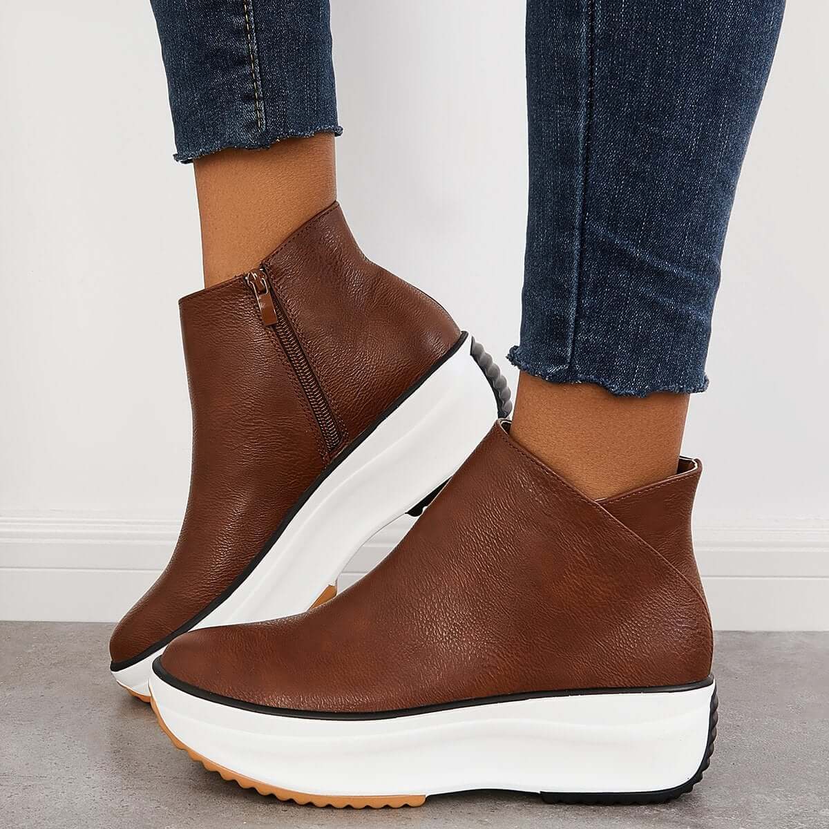 Bottines à Talons Wedge Sneakers Slip-On Élégants pour Femmes