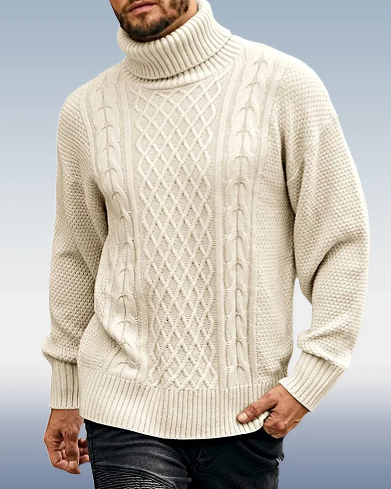 Pull Col Roulé pour Homme - Pull Tricoté à Manches Longues en 3 Couleurs