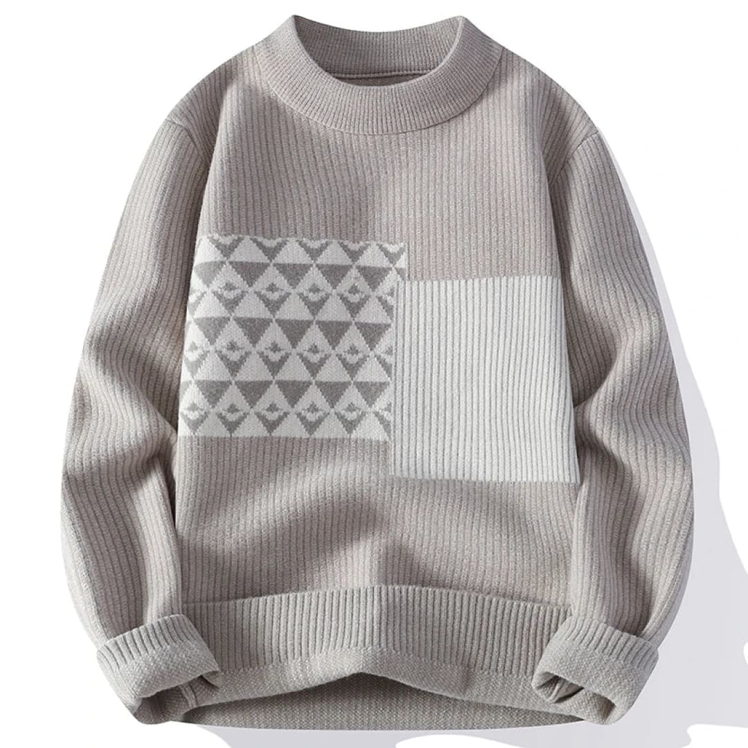 Pull en Tricot à Motif Géométrique - Style Moderne et Élégant pour Homme