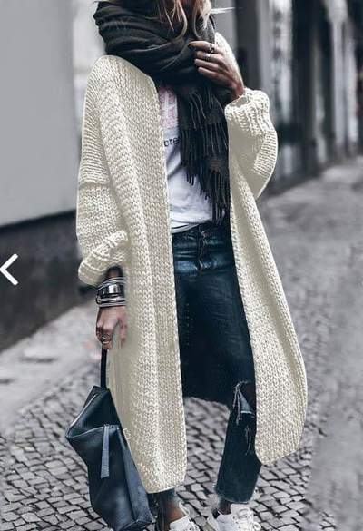 Manteau à Manches Chauve-Souris en Tricot pour l’Automne et l’Hiver