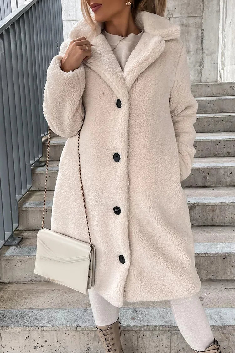 Manteau chaud pour femme avec grand col et revers, manches longues, parfait pour les journées froides