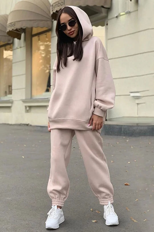 Ensemble Sweat à Capuche et Pantalon à Taille Élastique avec Poches