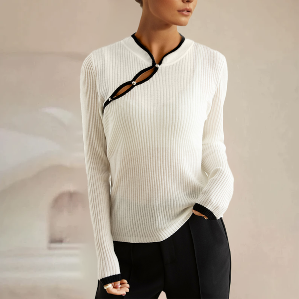 Pull côtelé pour femme avec découpe élégante pour un style moderne