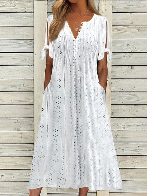 Virginia - Robe en Dentelle Unie de Style Resort pour Femme