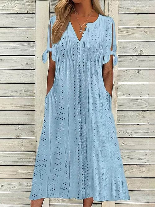 Virginia - Robe en Dentelle Unie de Style Resort pour Femme