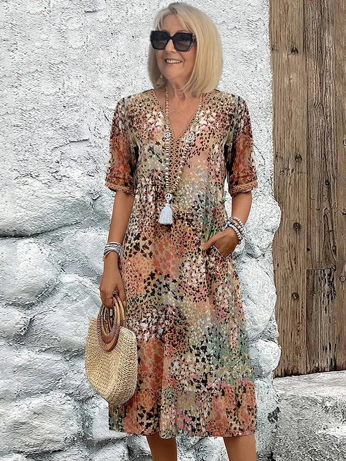 Robe mi longue au style éclatant et silhouette contemporaine