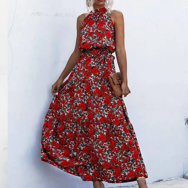 Robe Longue Sans Bretelles à Imprimé Floral