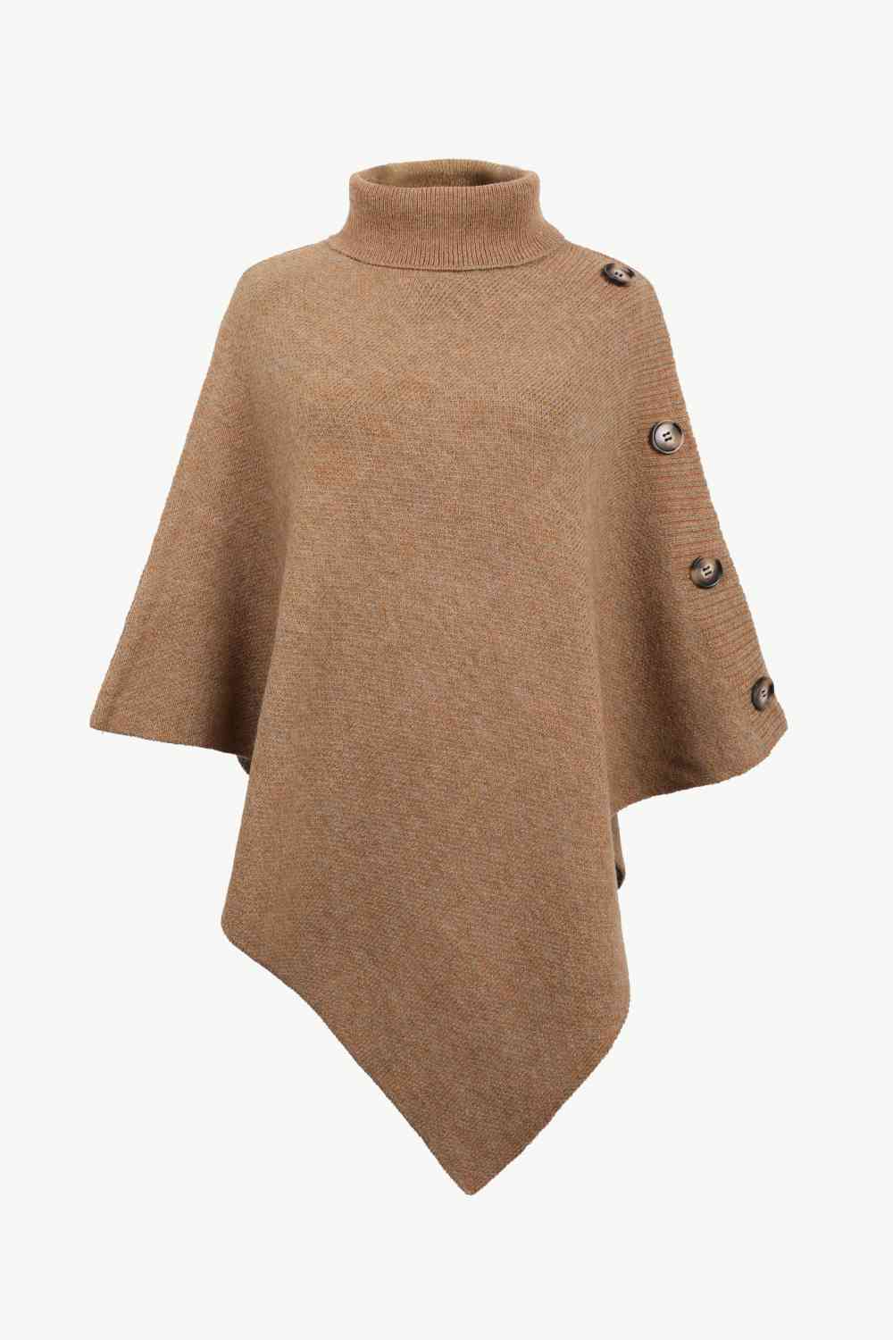 Poncho à Col Roulé avec Boutons - Élégance et Confort