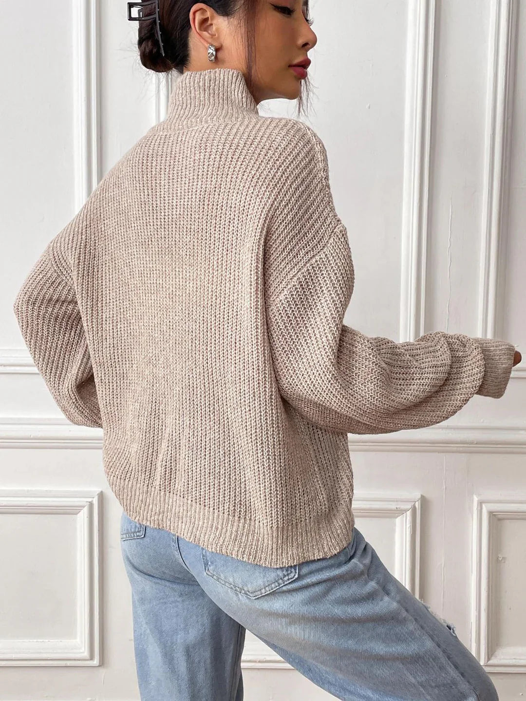 Pull douillet à manches longues avec motif cœur original