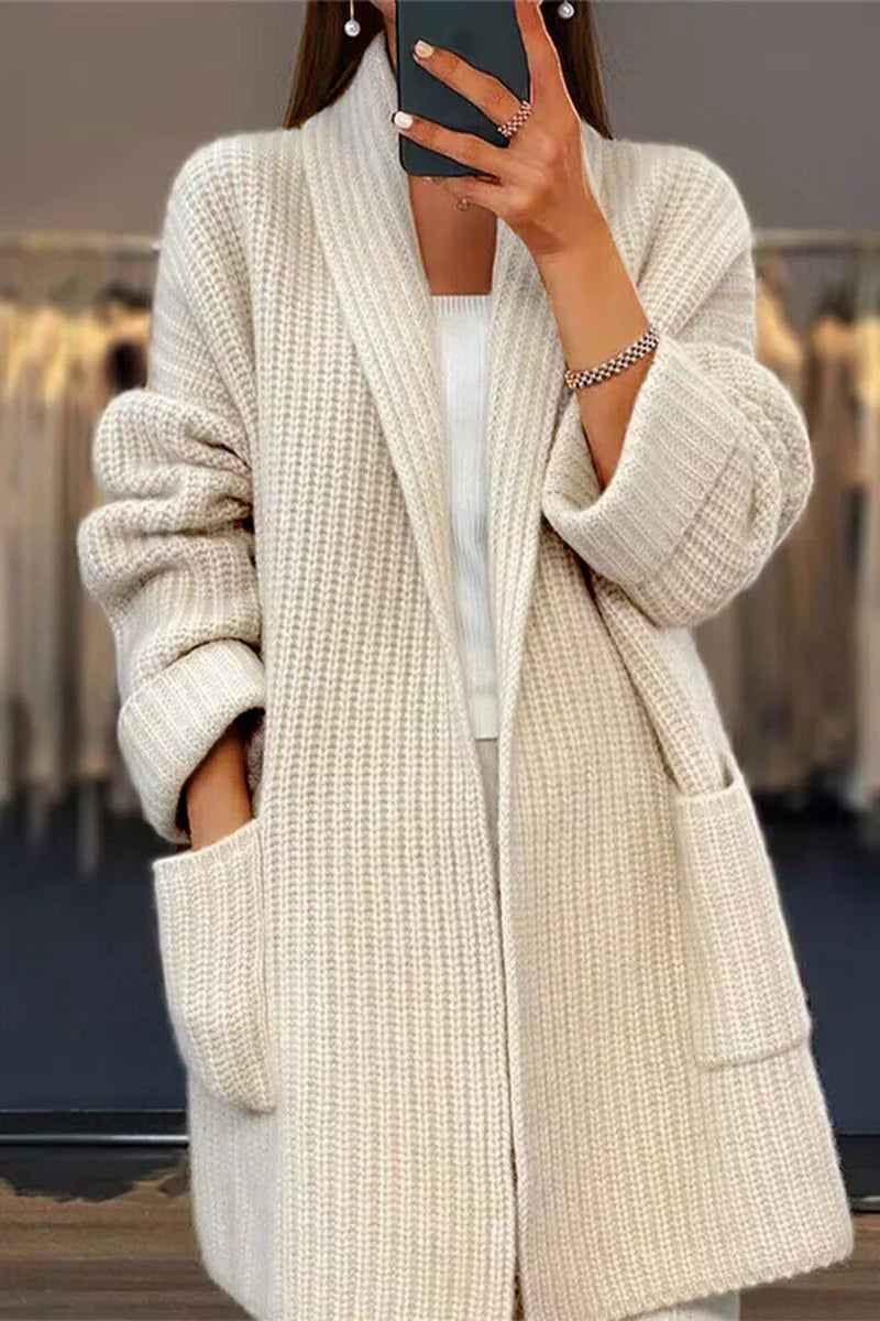 Cardigan ouvert décontracté pour femme avec poches profondes, parfait pour un style quotidien