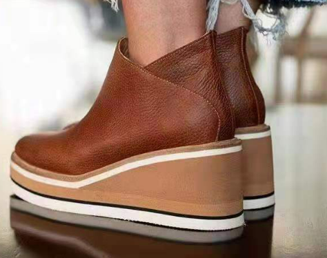 "Bottes à Plateforme et Semelle Compensée avec Bande Élastique - Confort Slip-On"