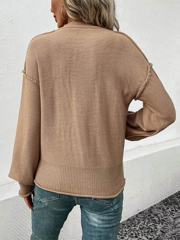 Pull Long à Manches Longues en Couleur Unie - Parfait pour l'Automne et les Jours Confortables