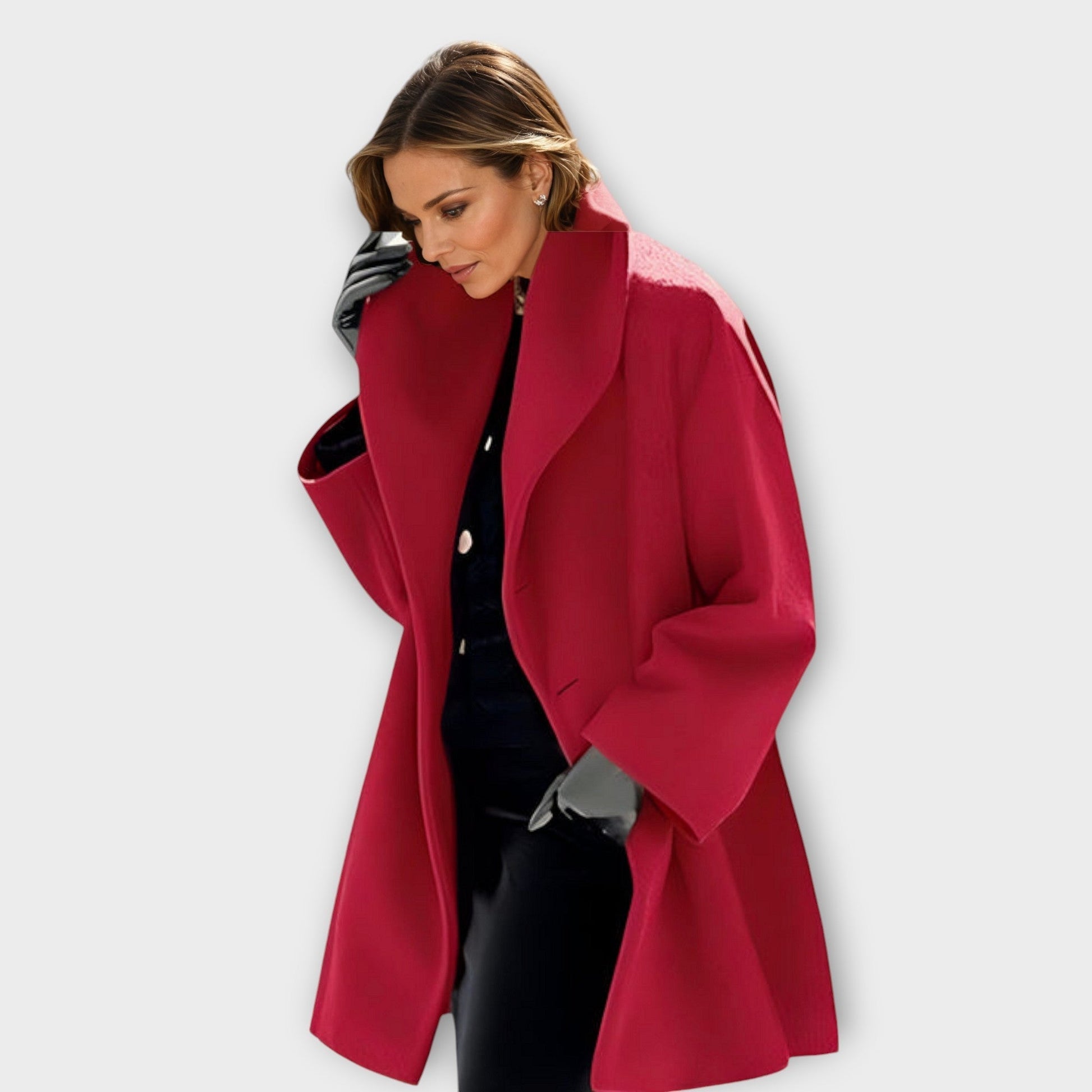 Manteau d’hiver élégant pour femme avec col large et boutons