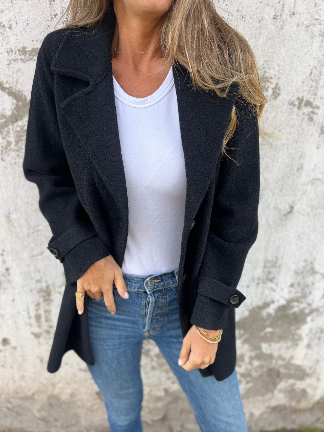 Manteau Long à Revers pour Femme - Vêtement d'Hiver Élégant