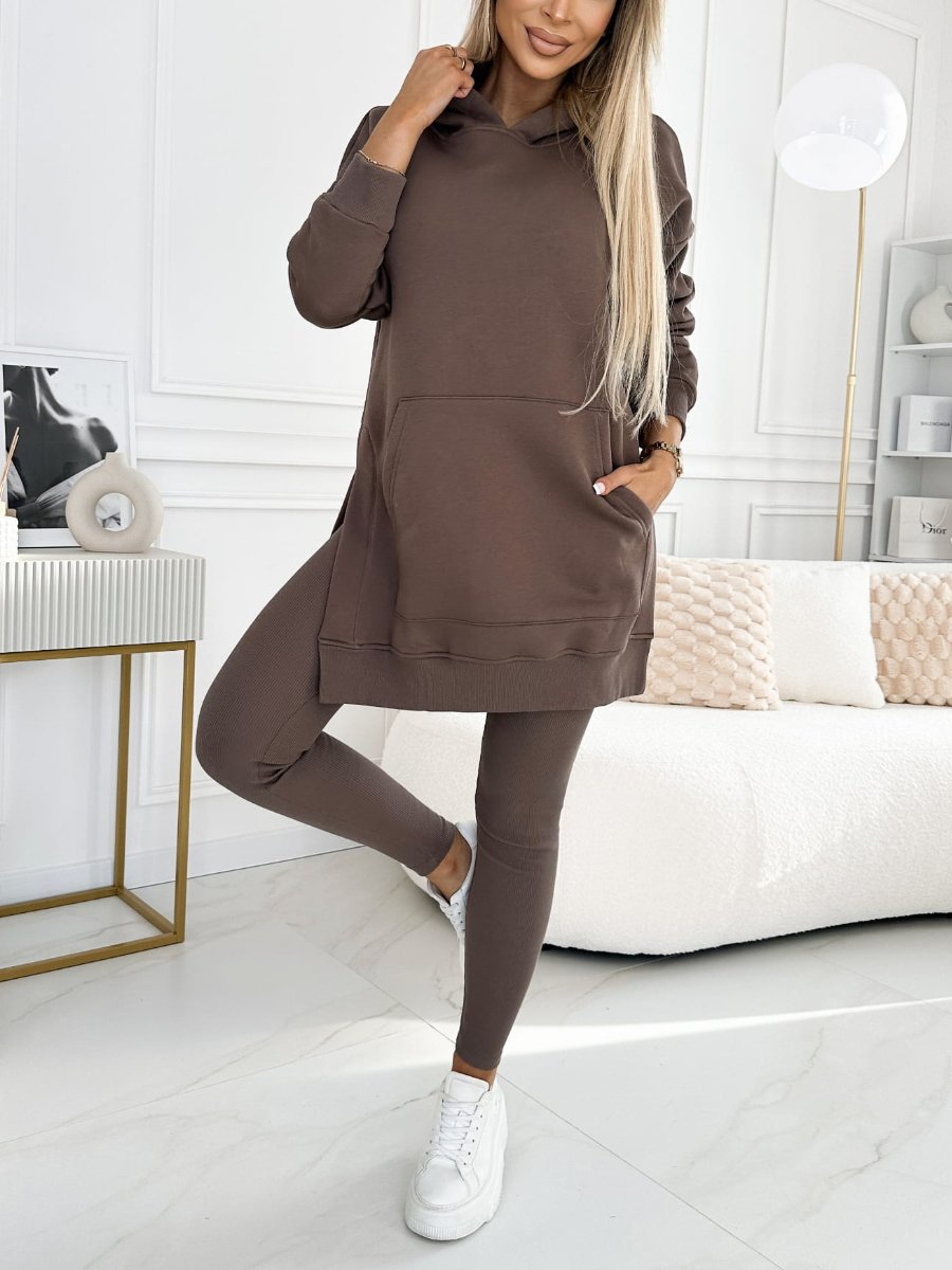 Ensemble Femme en Deux Pièces avec Sweat à Capuche Chic et Leggings Douillets