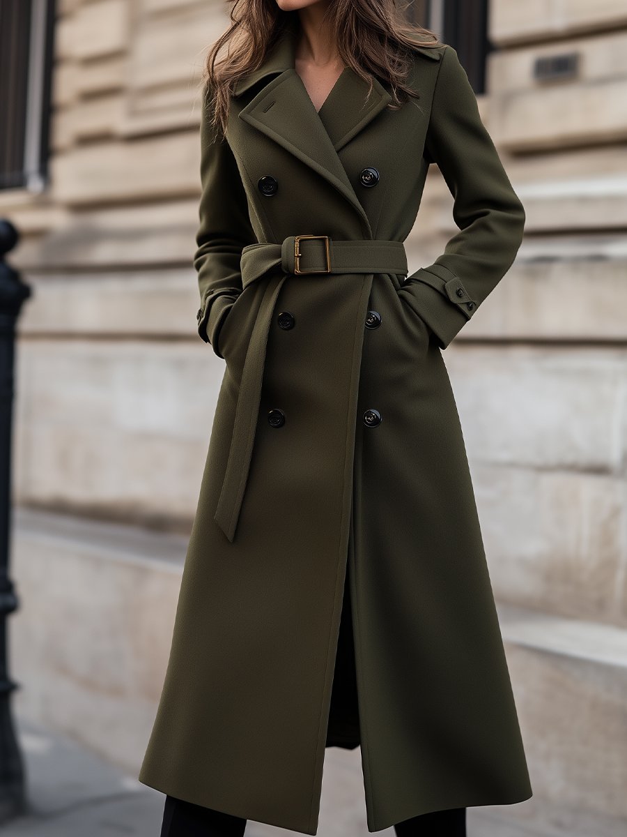 Manteau longue cintré avec ceinture pour une élégance hivernale intemporelle