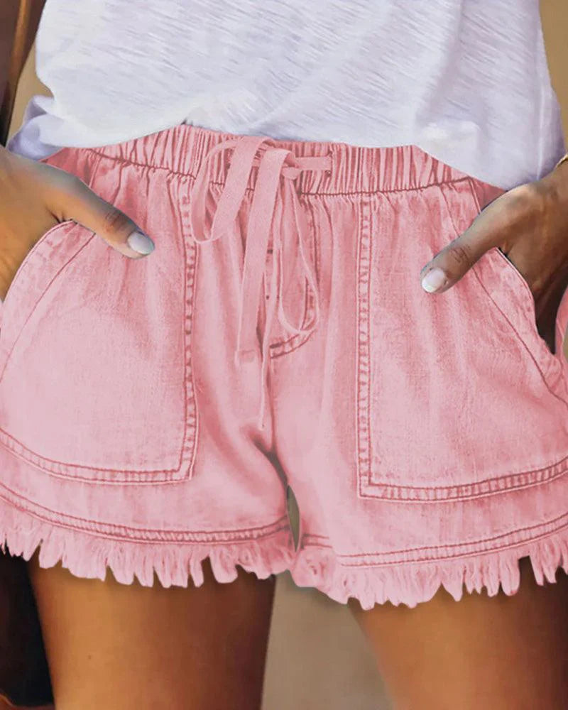 Pamela - Short en jean uni avec cordon de serrage