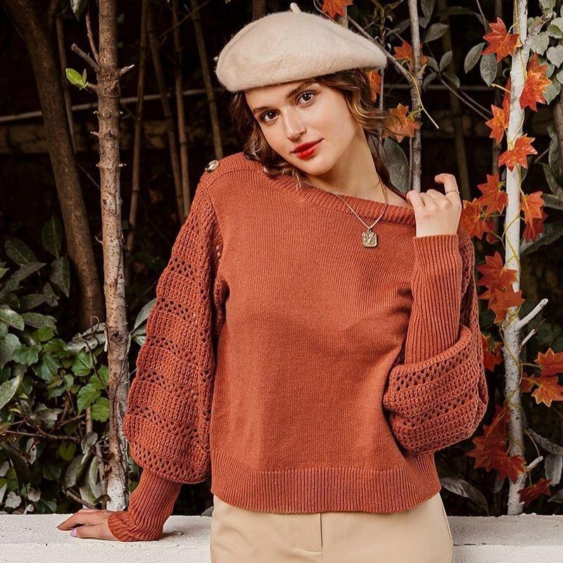 Pull femme avec des manches au conception original et élégant
