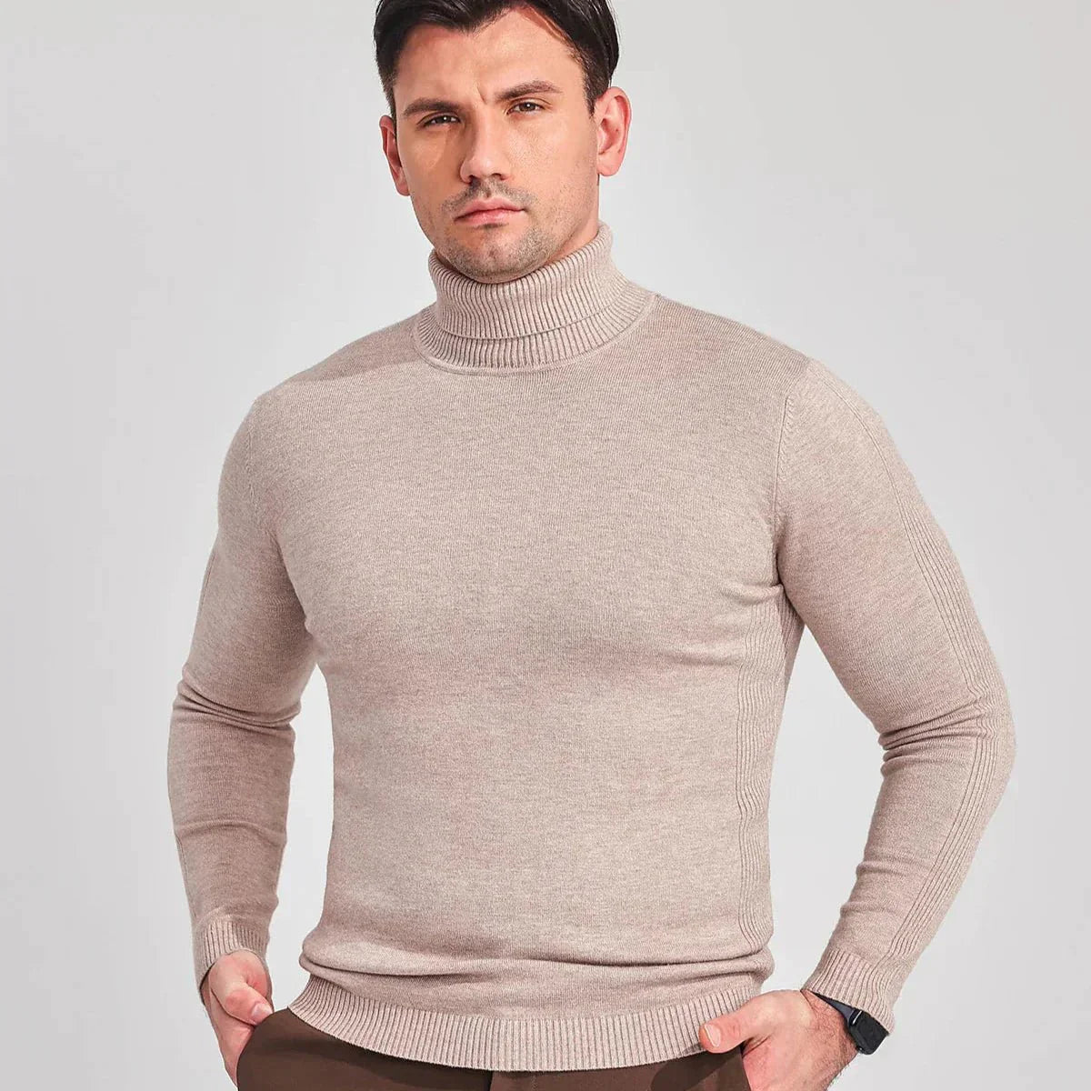 Pull Col Roulé Classique et Élégant pour Homme