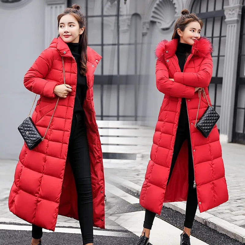 Manteau longue d'hiver pour femme avec coupe élégante et confortable