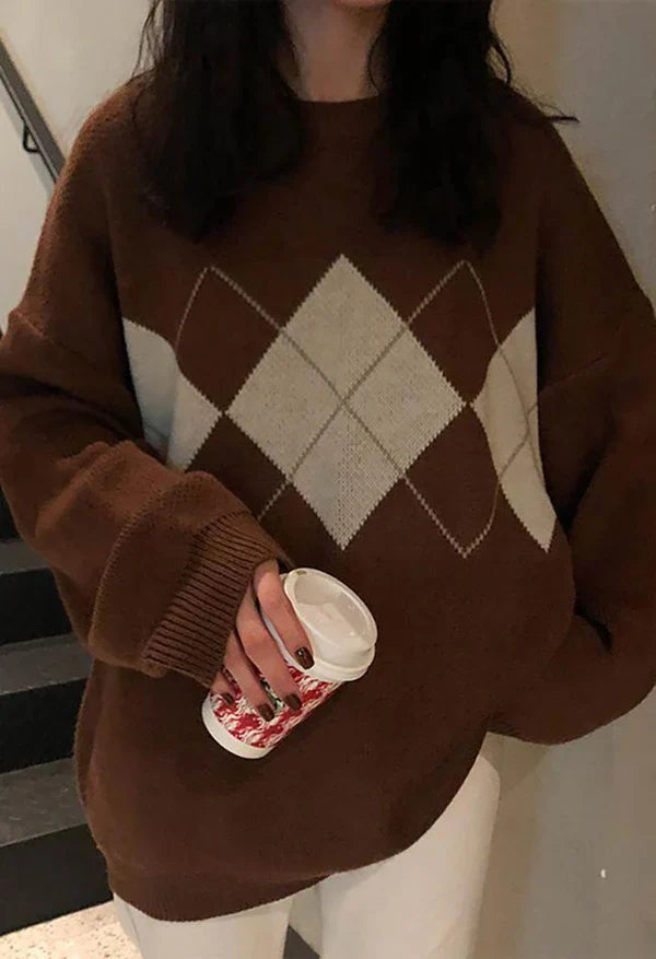 Pull douillet au motif argyle original