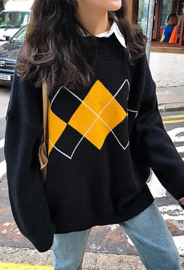 Pull douillet au motif argyle original