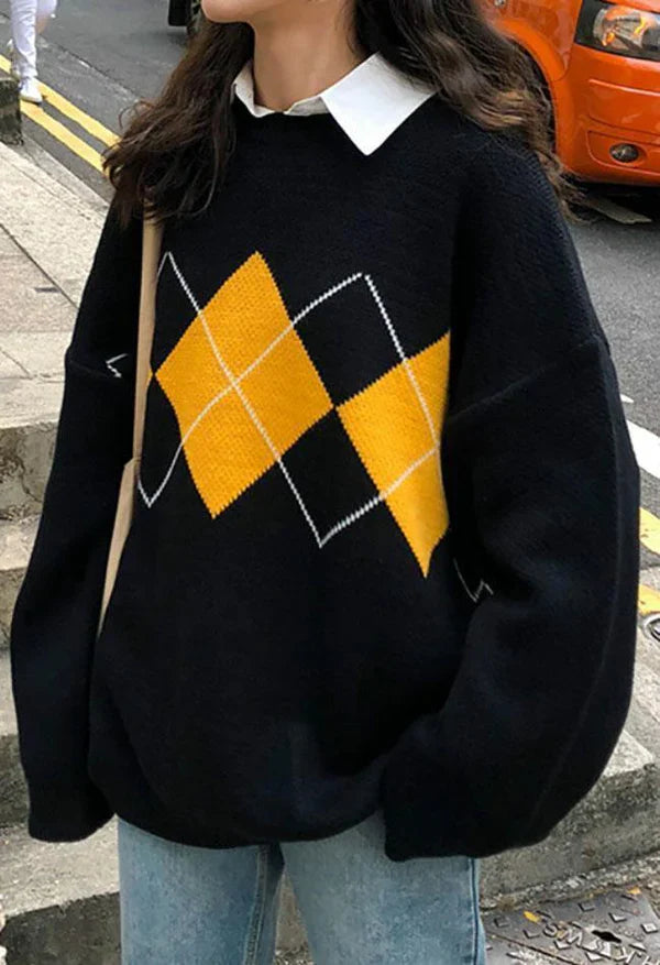 Pull douillet au motif argyle original