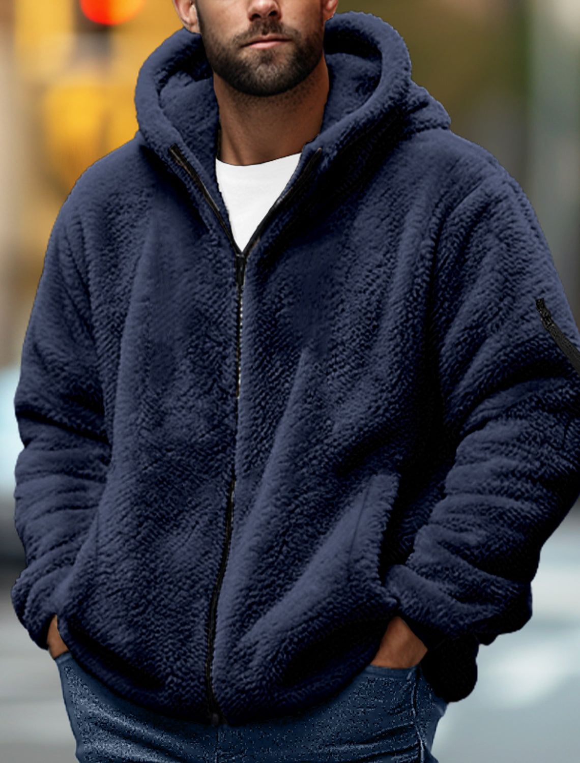 Veste à capuche pour homme - Sportswear et Streetwear, bleu marine - Chaud hiver/automne pour un usage quotidien