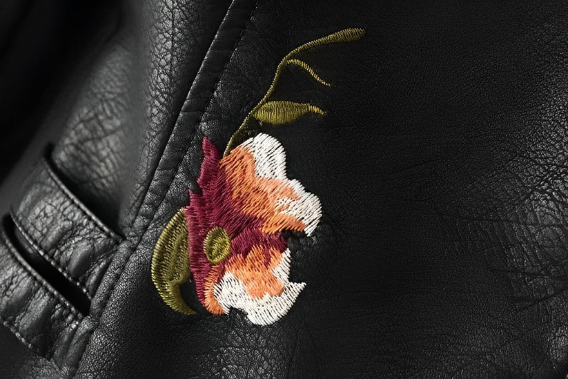 Idaira - Veste En Cuir Avec Broderie De Fleurs