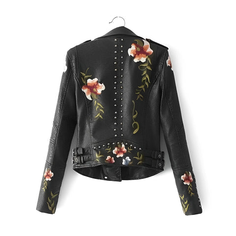 Idaira - Veste En Cuir Avec Broderie De Fleurs